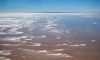 Flight over the Lake Eyer, salt lake with water, SA - Outback